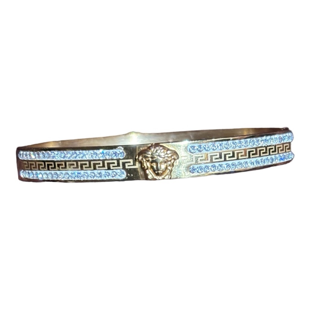 Stainless Steel Gold-Tone Shining and Sparkling Ladies Bangle Bracelet